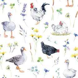 ti-flair 20 Servietten Papier 33x33cm 3-lagig - hochwertige Einweg Papierservietten Hochzeitsservietten Motivservietten Gänsen und Hühnern Weiß Grau