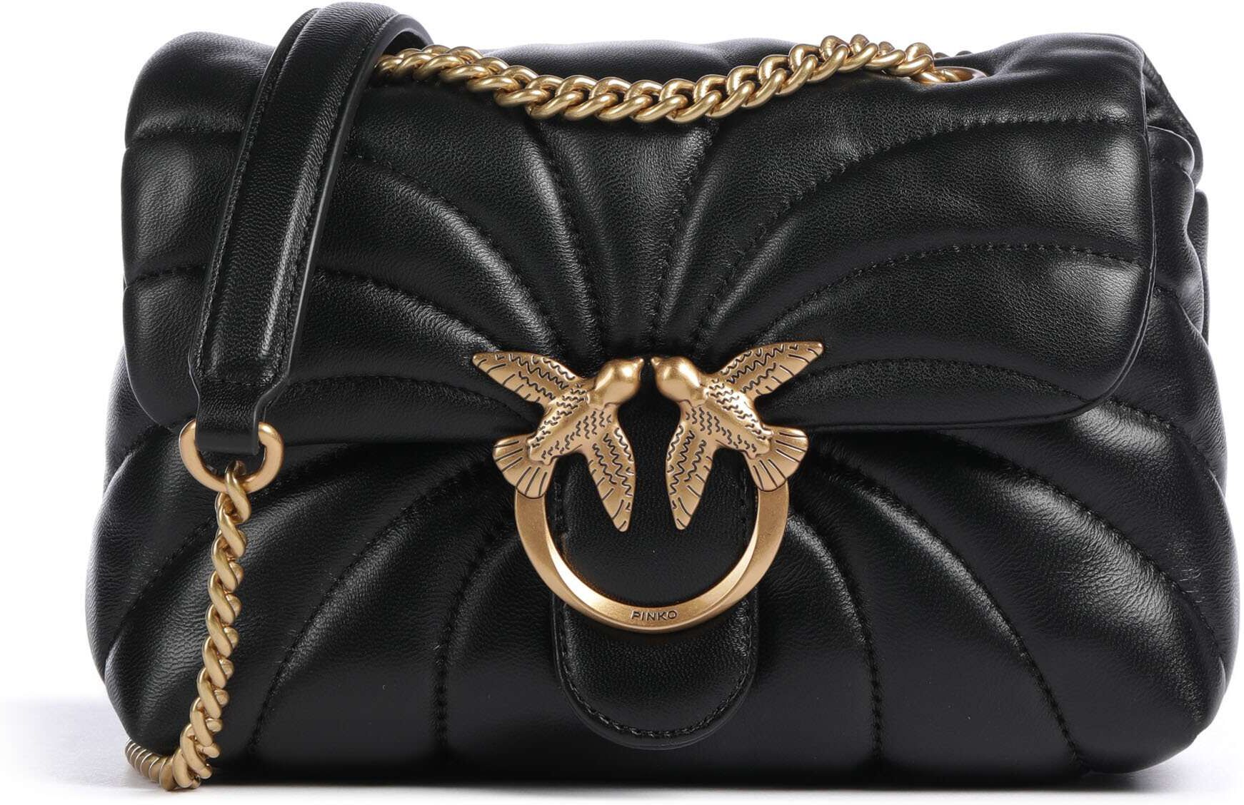 Pinko Love Puff Mini   Leer Schoudertas   zwart