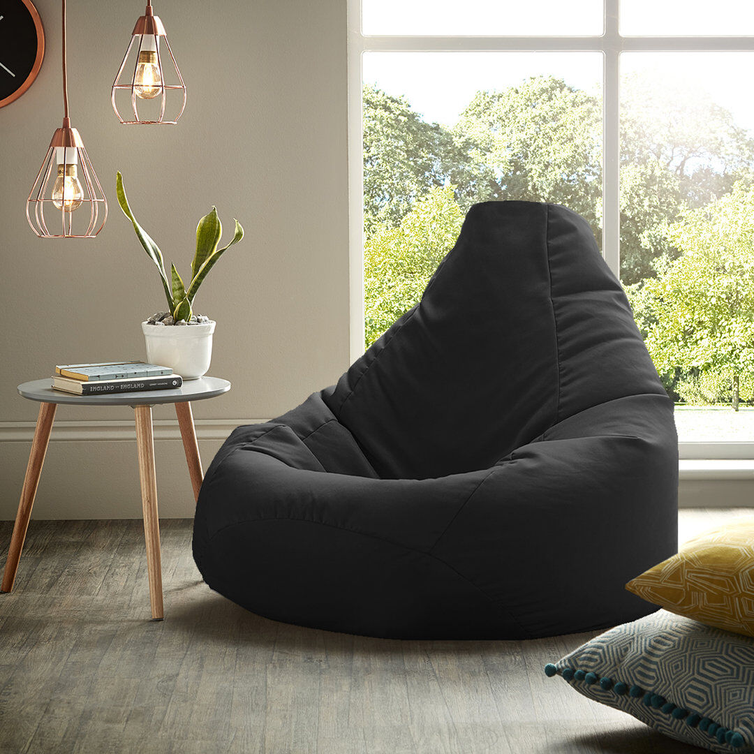 Hashtag Home Salcombe Polyester Outdoor Friendly Refillable Bean Bag Chair & Lounger Black Large