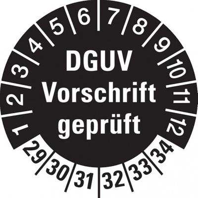 König Werbeanlagen Dreifke® Prüfplakette DGUV Vorschrift geprüft schwarz/weiß, ab 2 - 30 mm Folie selbstklebend