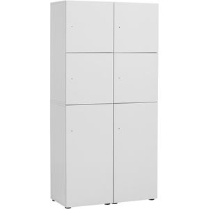 Möbelpartner Schließfachschrank Locked, weiß, 6 Fächer, Holz, 91 x 185cm, mit RFID-Schloss