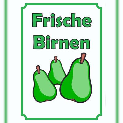 HB-Druck Frische Birnen Schild Hochkant A0 (841x1189mm)