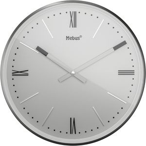 Mebus Wanduhr 19780, Kunststoff, analog, Quarzuhr, Ø 25 cm, anthrazit, lautlos