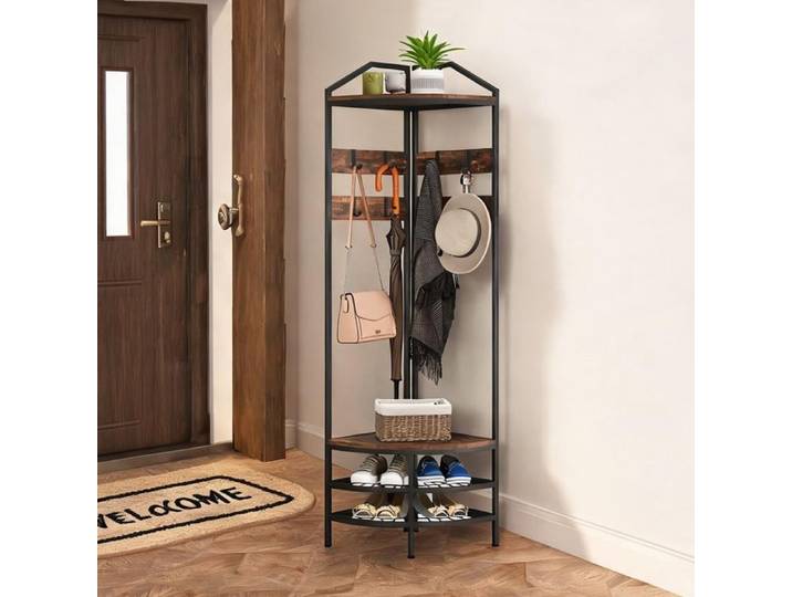 47 x 47 x 180 cm Coat Racks and Stands combining 18.5 in panneau de particules brun rustique and Porte-manteaux d'angle 4