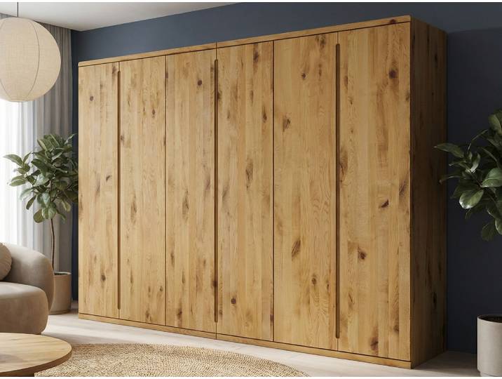 Drehtürenschrank „Valentin“ Wildeiche 6-türig Massivholz Wildeiche