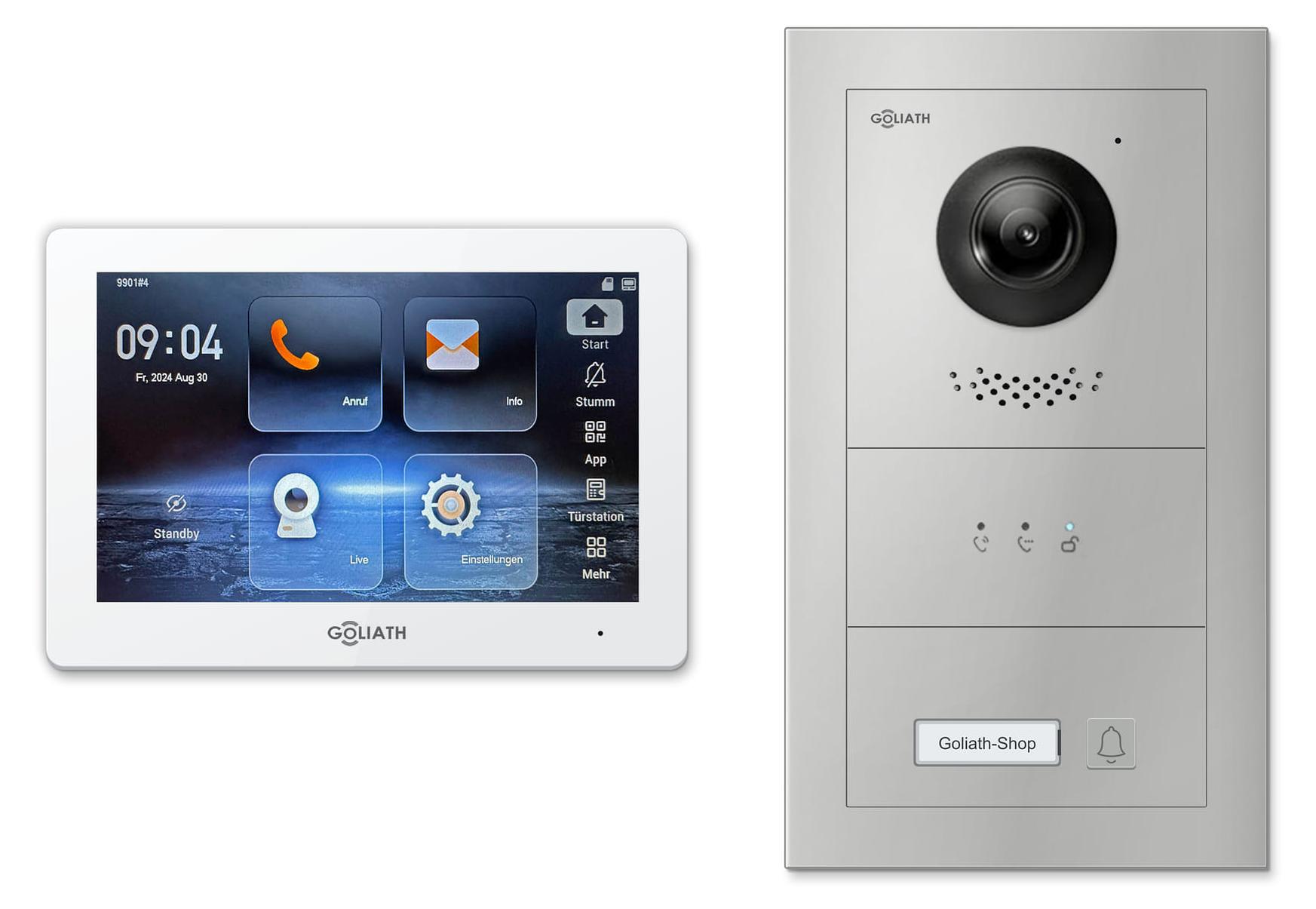 Goliath Premium IP GL-IPH105 Video-Türsprechanlage, 1 Familie, 1× 7 Zoll Weiß, Silber, Unterputz