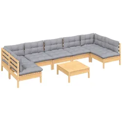 Helloshop26 - Gartenmöbelset 8-teilig mit grauen Kissen Kiefernholz massiv 02_0017580