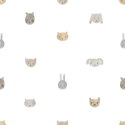 Galerie Wallcoverings Little Explorers 2 Animal Happy Heads Non-woven Matte Wallpaper Roll