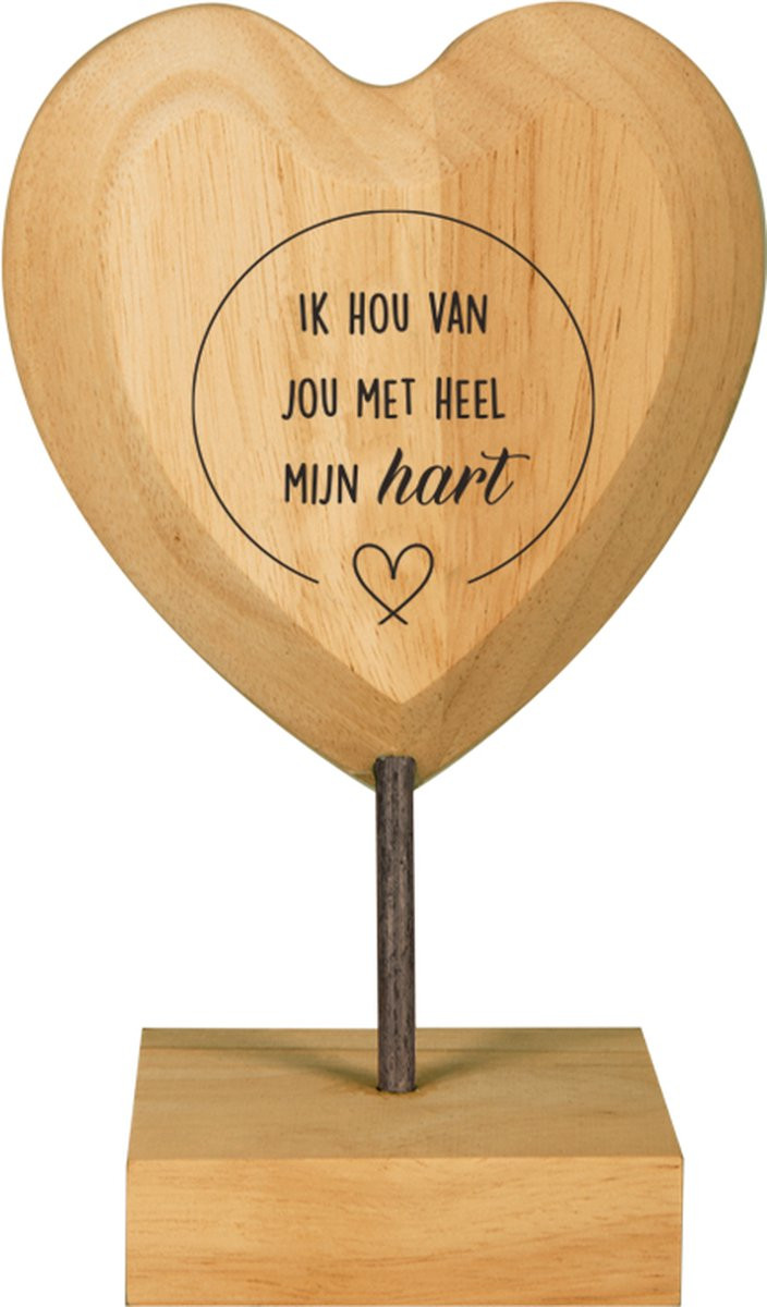 Paper dreams Houten hartjes met de tekst Ik hou van jou
