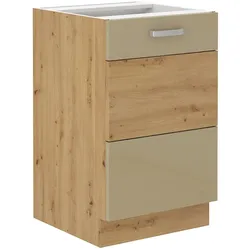 Spülenschrank 50 cm Eiche Artisan Cappuccino Glanz Küchenzeile Küchenblock Küche