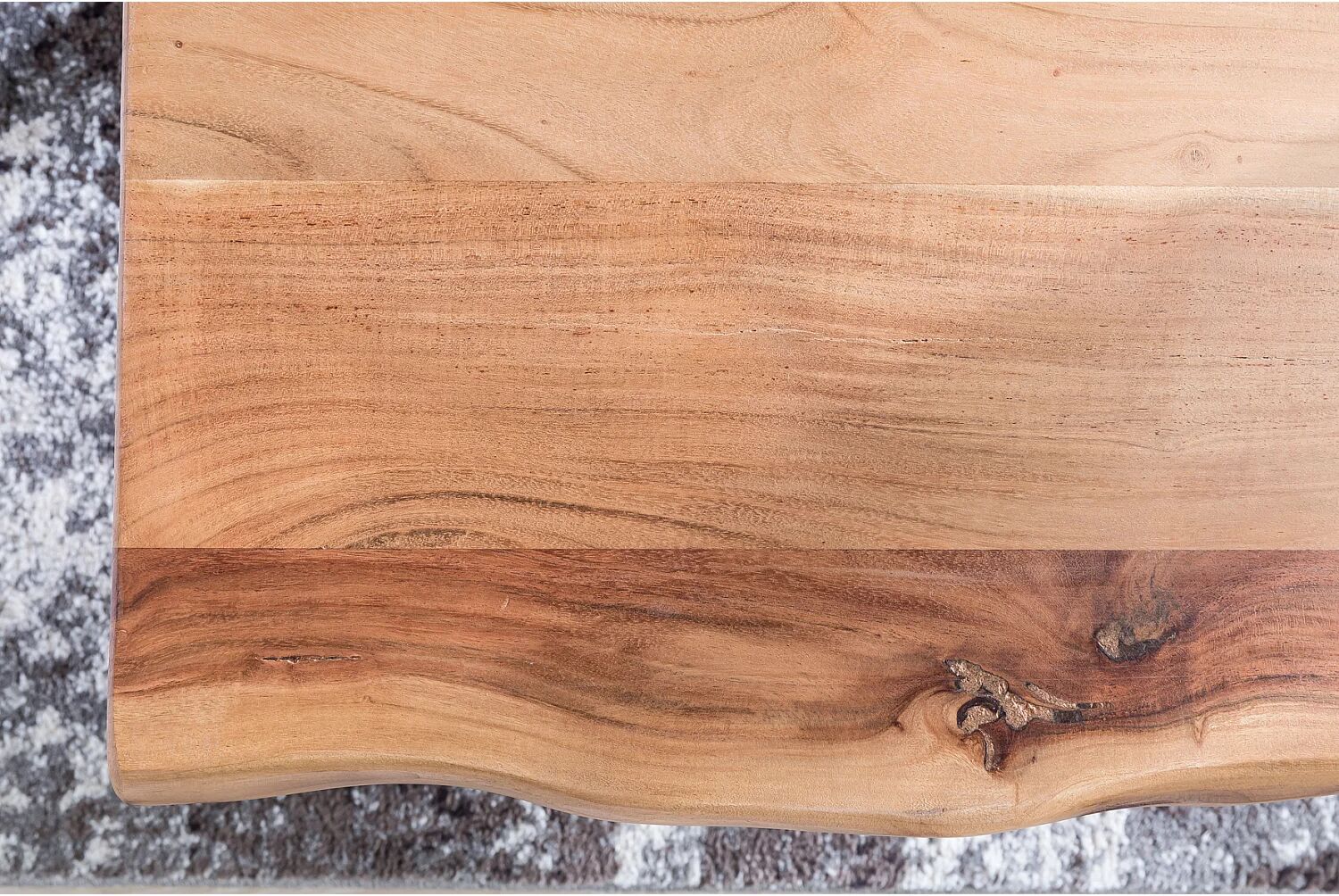 Furnix mesa de centro madera maciza acacia   Mesa de madera 115 x 40 x 61 cm   mesa auxiliar estilo rural patas de metal
