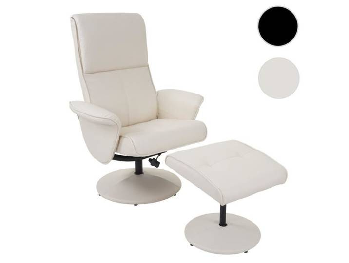 Fauteuil relax Helsinki - similicuir - crème - dossier réglable - rotatif 360° - accoudoirs larges