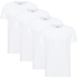 MUSTANG Herren T-Shirts, 4er Pack - Allen, Baumwolle, Single Jersey, Rundhals Weiß / S