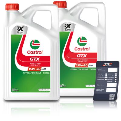 Castrol 10 L GTX 15W-40 A3/B3 + Ölwechsel-Anhänger [Hersteller-Nr. 15F629]