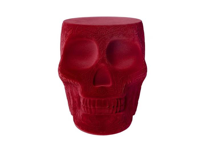 QEEBOO tabouret et table basse MEXICO STOOL AND SIDE TABLE VELVET FINISH (Rouge - Polyéthylène et velours)