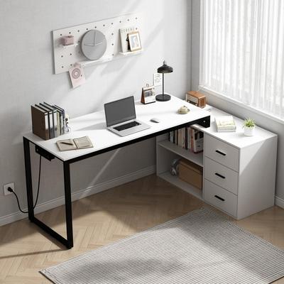 No Home Office Computer Desk with Power Outlet