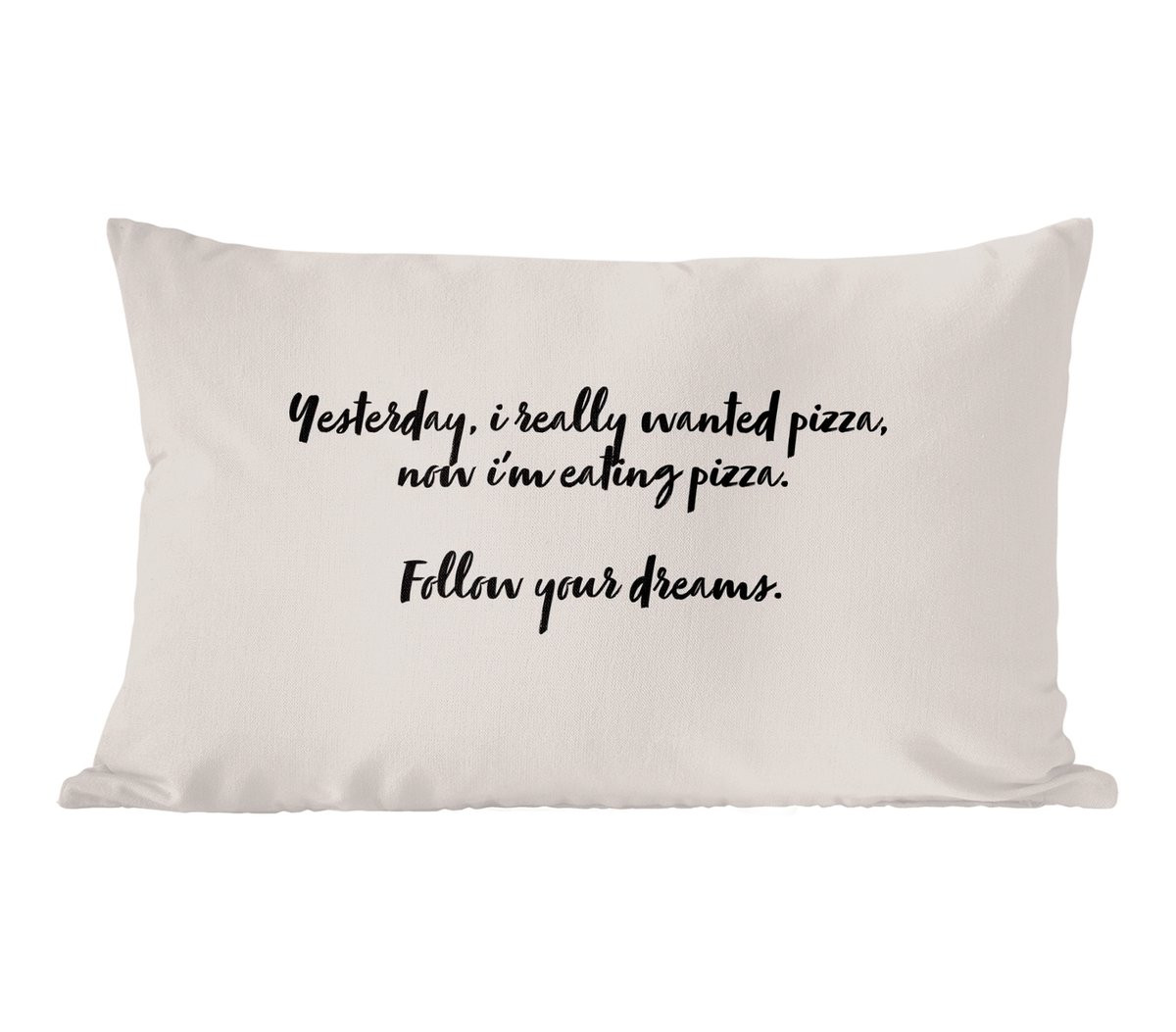 PillowMonkey Sierkussen Pizza Lover Follow Your Dreams - 50 x 30 cm