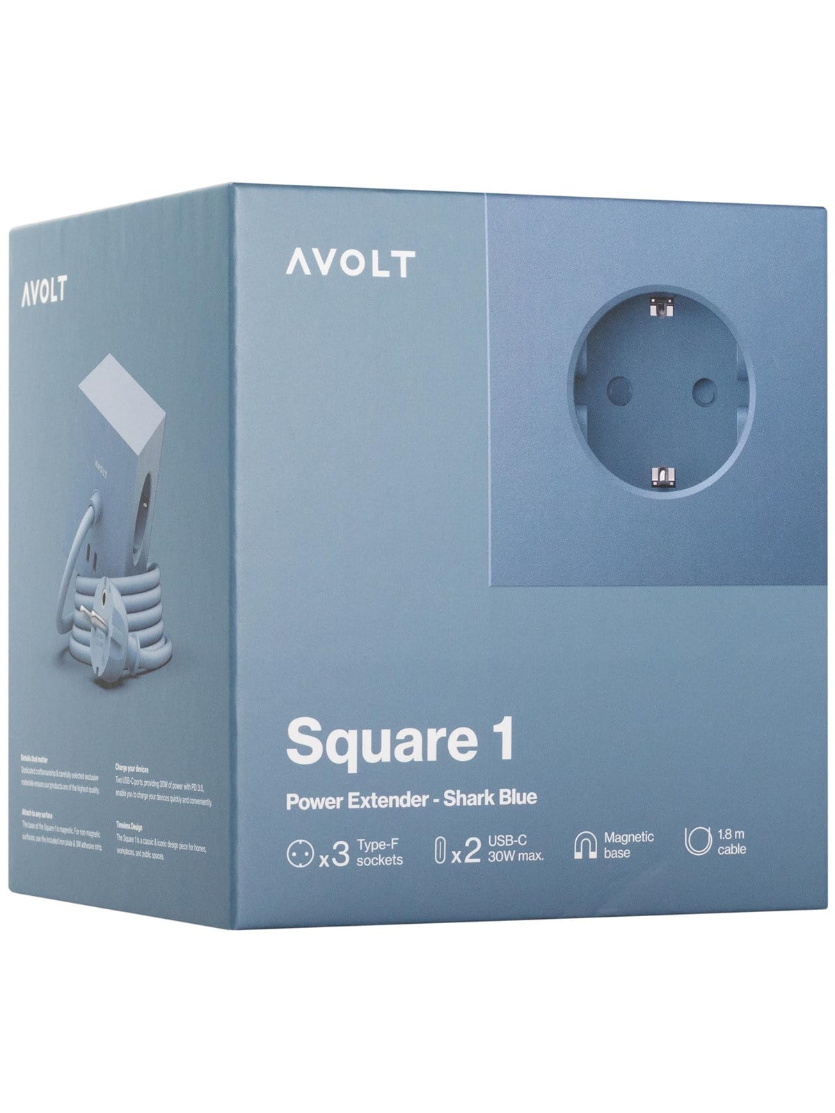AVOLT Square 1 with 30W Dual USBC & Magnetic base 1.8m Shark Blue