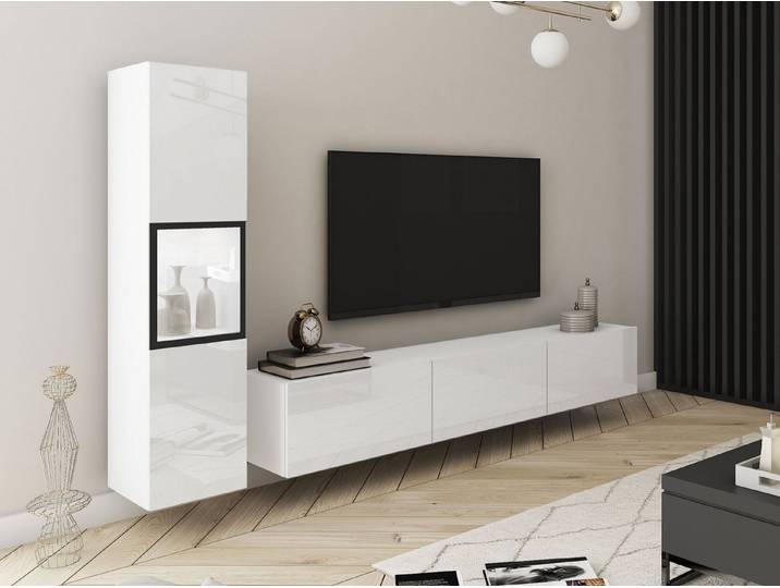 MIRJAN24 Wohnwand Berlin I, (2er-Set, Vitrine, TV-Lowboard), Beleuchtung als Option
