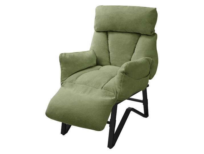 RELAXSESSEL Grün Leinenbezug verstellbar mit Armlehnen und Fußablage