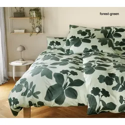 Elegante Mako-Jersey Bettwäsche Shadows - 135x200 cm + 40x80 cm	forest-green