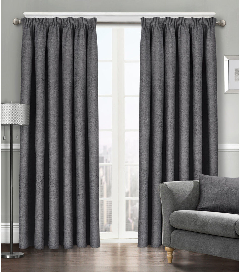 17 Stories Faliha Curtain Charcoal 90cm Width x 90cm Drop