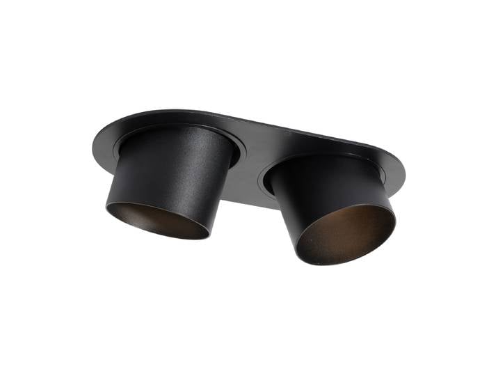 Spot encastré rond noir GU10 inclinable 70 mm 2 lumières -