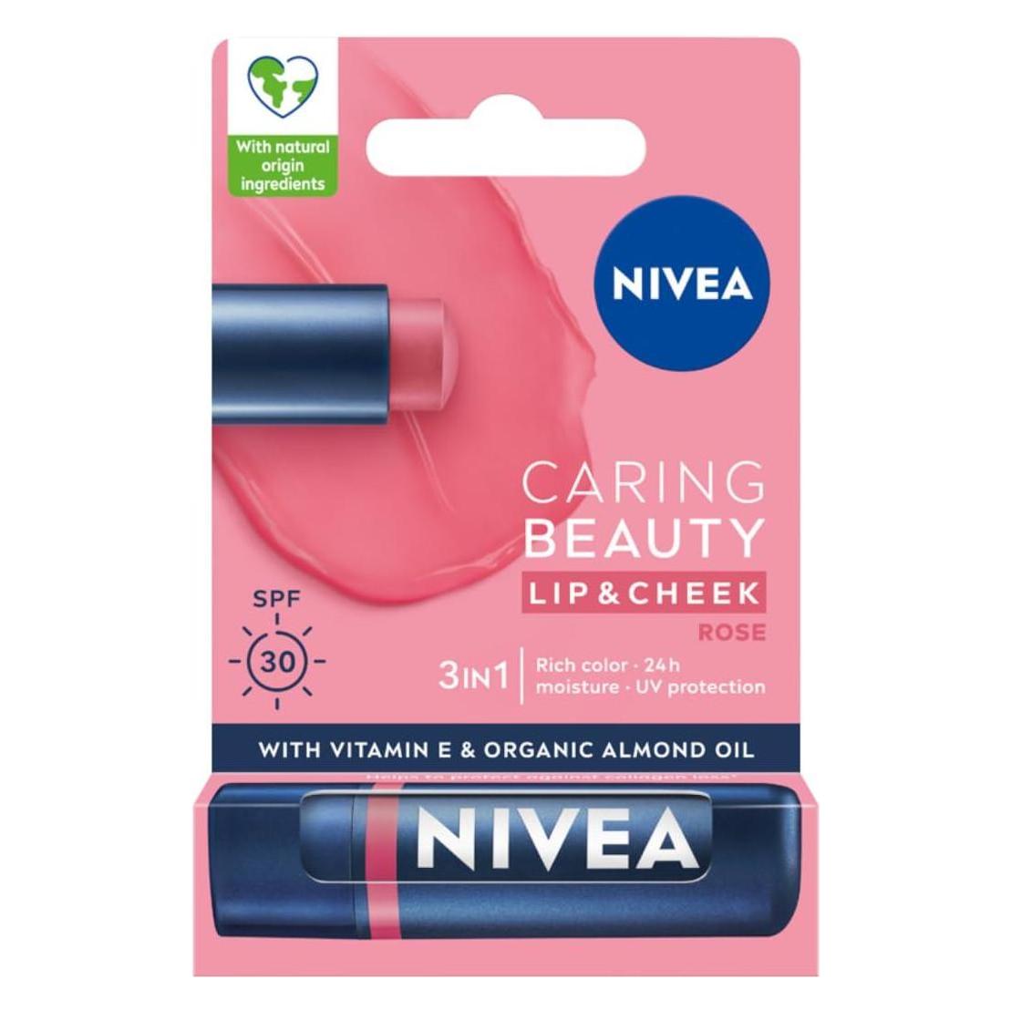Nivea Caring Beauty Lippenstift 3in1 Rose 4.8g (Lippenpflege Stick, 20 g) (47405351)