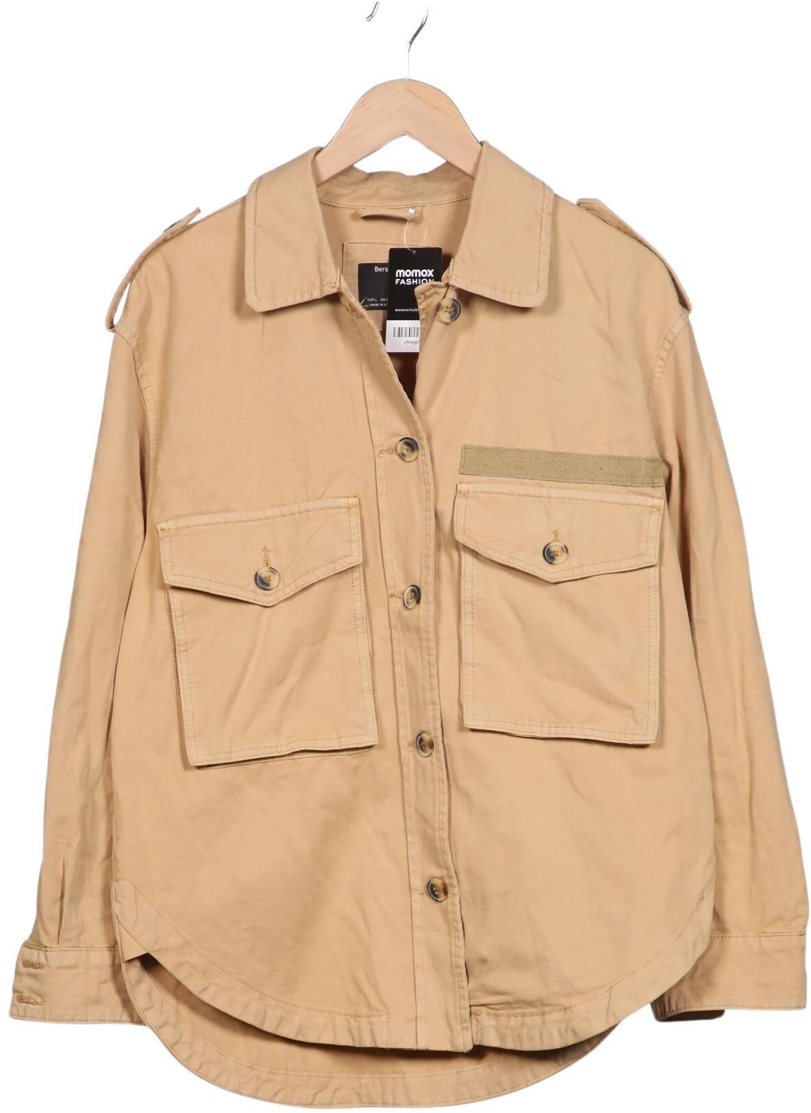bershka Damen Jacke, Beige, Gr. L, Baumwolle - Second Hand