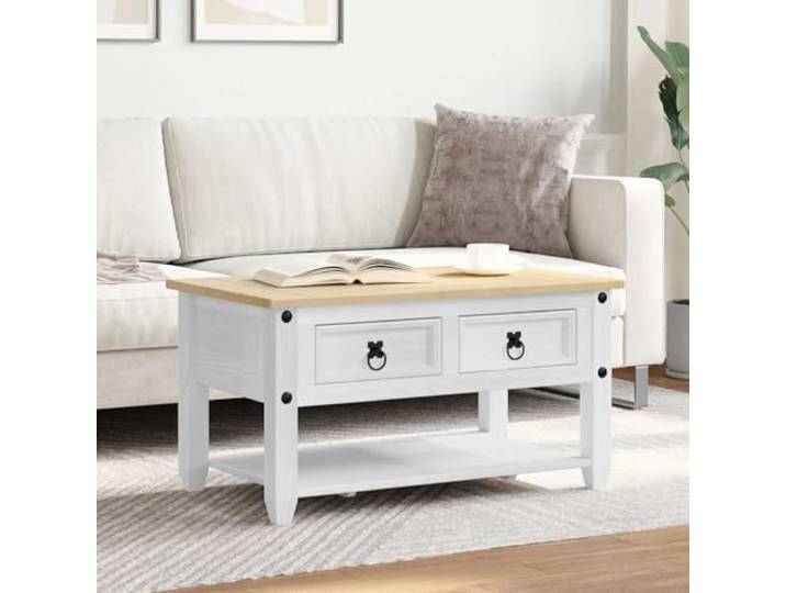 TEKGHUT Couchtisch Massives Kiefernholz 85x50x45 cm Rechteckig Massivholz, natürliche Maserung, matte Oberfläche, pflegeleicht, stabil, Wohnzimmer