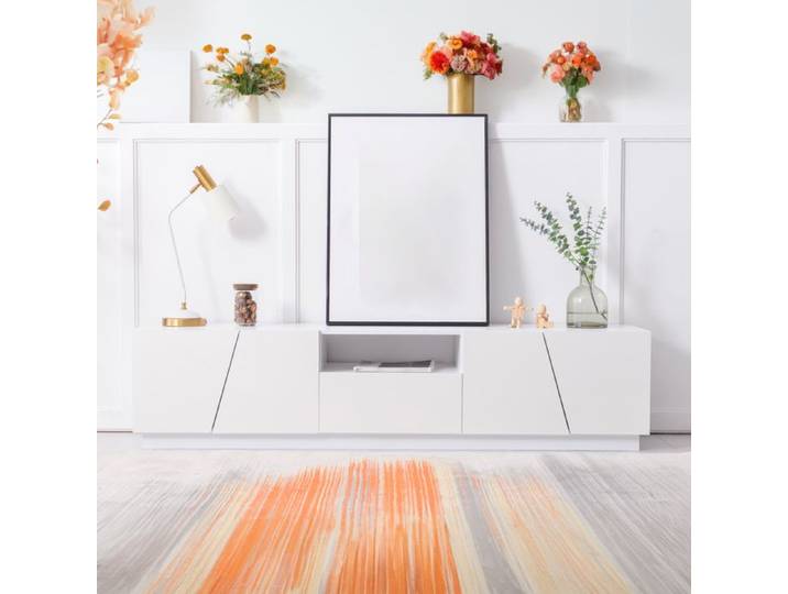 Meuble TV bas - 170 x 37 x 42 cm - Blanc - finition brillante