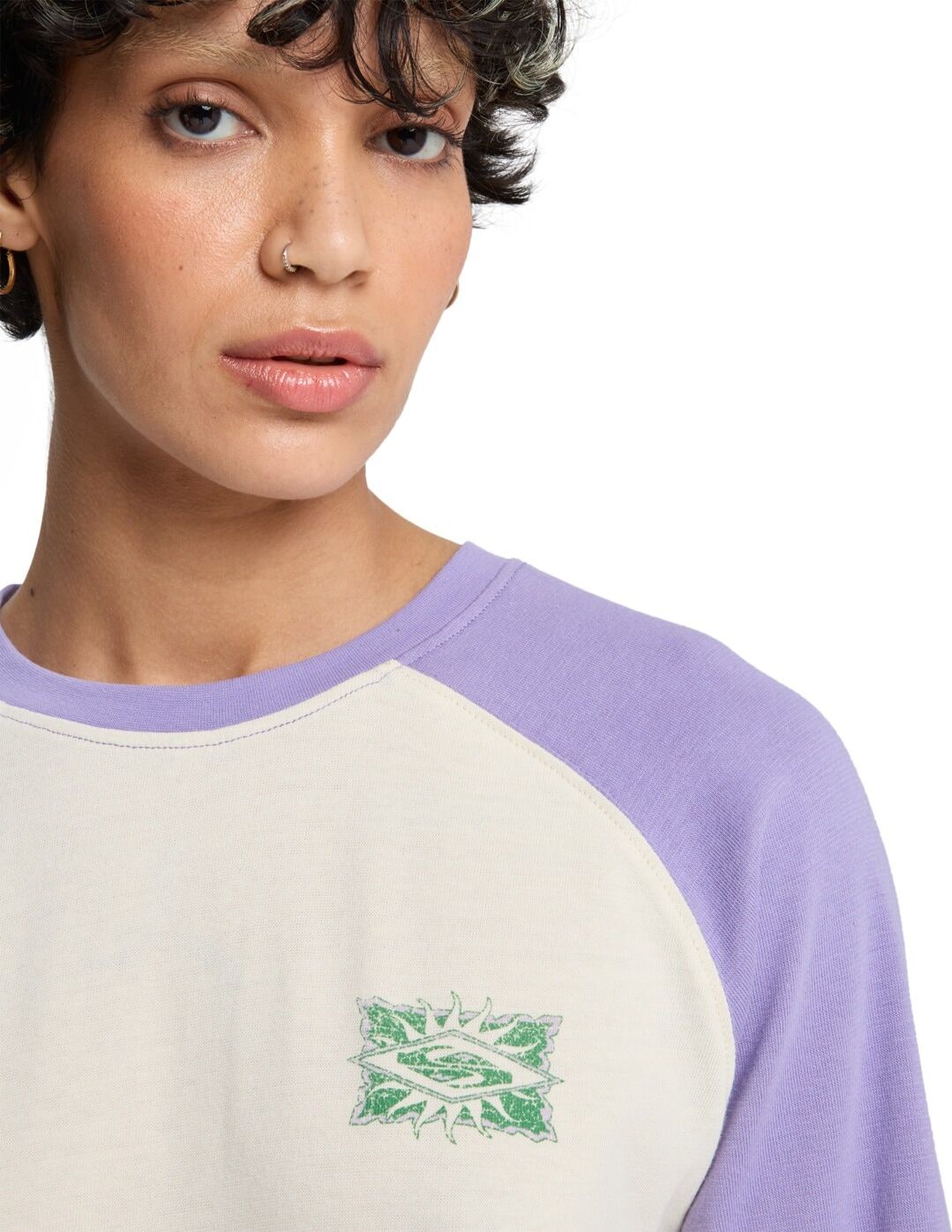 Shirttop QUIKSILVER "Bridge End", Damen, Gr. L, lila (bone), Obermaterial: 80% Baumwolle, 20% Polyester., Tops Shirttop bone L