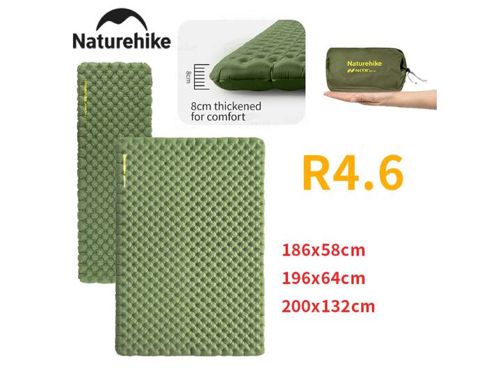 Naturerandonnée R4.6 matelas gonflable Portable léger voyage en plein air randonnée Camping tapis 8CM d'épaisseur tapis de couchage