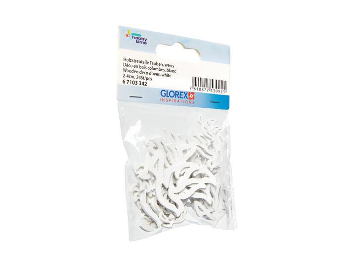 Glorex Holzstreuteile Tauben Weiss 2-4 cm 24 Stück