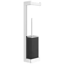 Gessi Rettangolo Accessoires Kombination mit Papierrollenhalter und Toilettenbürstengarnitur schwarz, Wandmontage, 20868079, Farbe: Weiß CN
