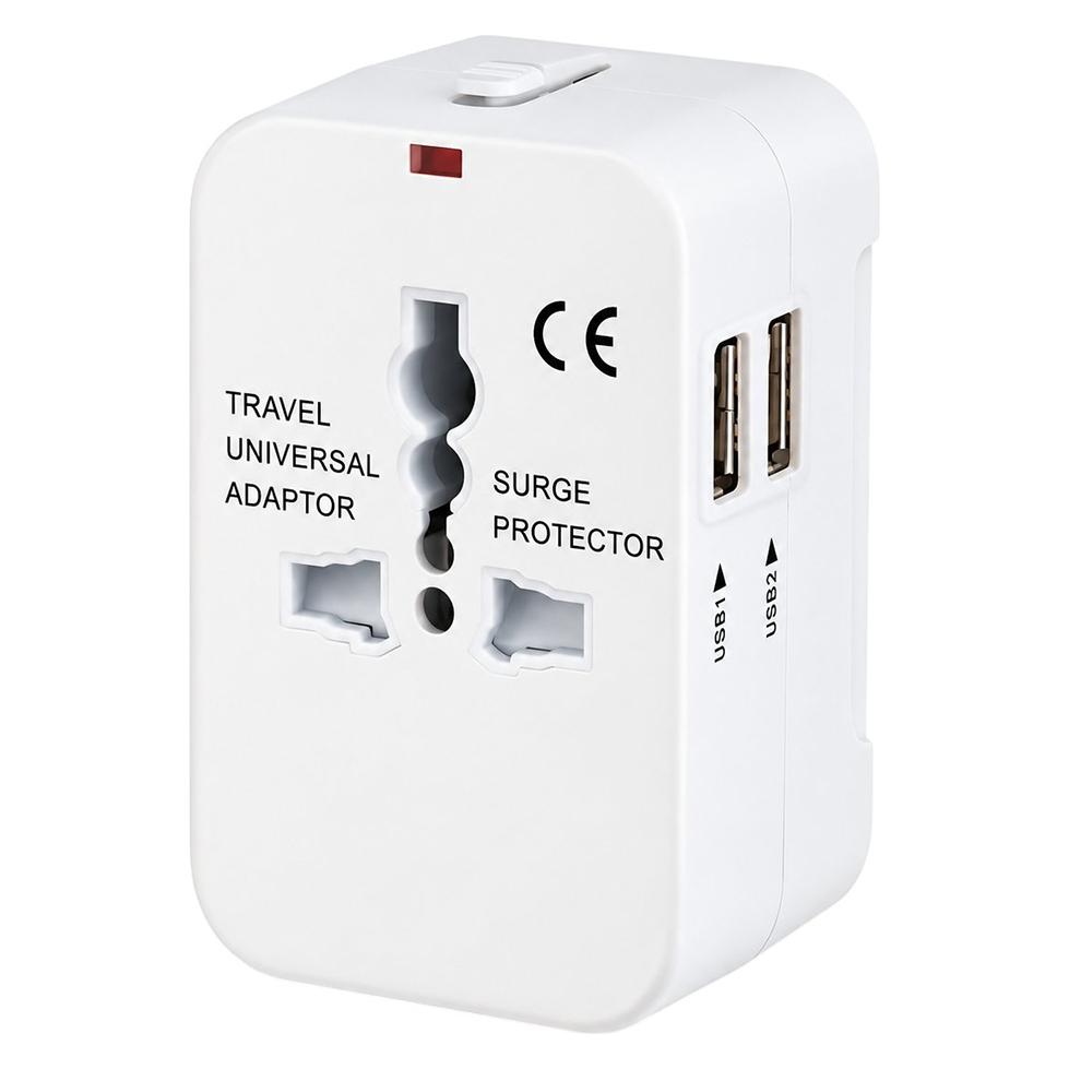 Techsuit - Travel Adapter (HHT202) - 2 x USB, EU, UK, AUS, US - White (56355168)