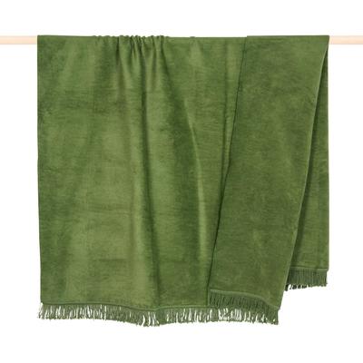 Wohndecke PAD "SYDNEY1", grün (dunkelgrün), B:150cm L:200cm, Mischgewebe, Wohndecken, Wohndecke, Bestseller mit Fransen-Design und großer Farbvielfalt