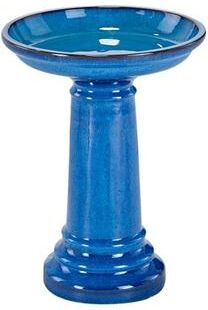 Smart Living Home & Garden Aviatra Ceramic Traditional Birdbath- Blue