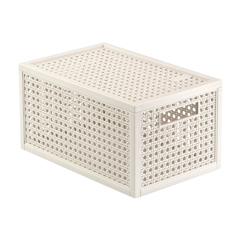 Curver Kaya Opbergmand met Deksel Open Weave - Wit - 7 liter - B: 30 cm, D: 18,8 cm, H: 15,4 cm