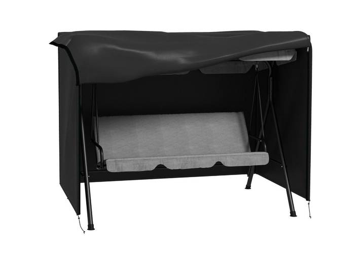 Redom Hollywoodschaukel 205/124/164 cm mit Reißverschluss und Bodenverankerung, Schwarz, 124x164x205 cm, Gartenmöbel, Gartenschaukeln, Hollywoodschaukeln
