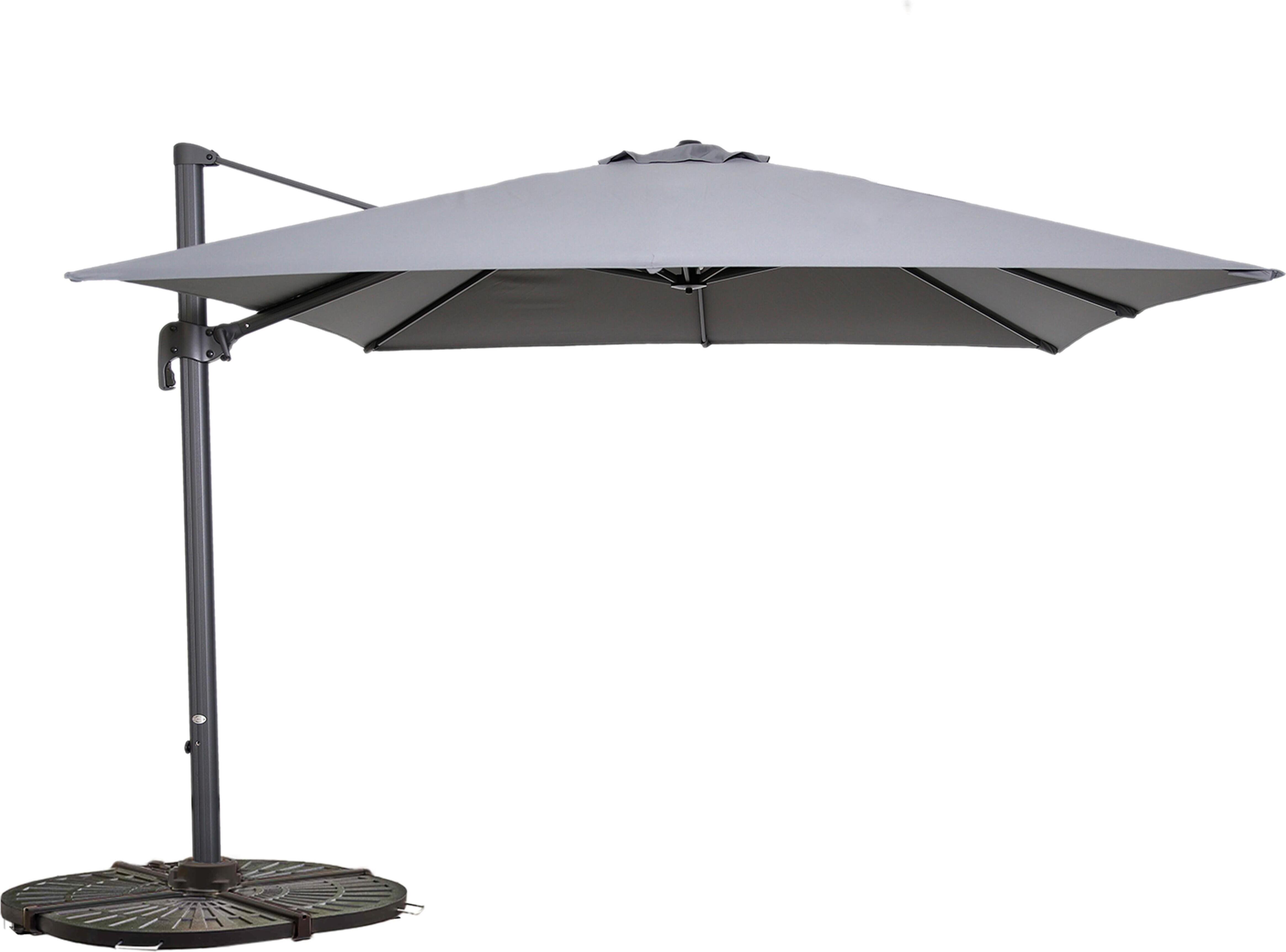 360° Sonnenschirm rotierend 3x3m 4 Gew. Platten Grau - Oviala Malaga
