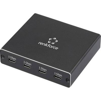 Renkforce RF-NS-200 Splitter RJ45, USB-C® 4 Port 1 GBit/s