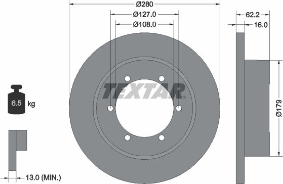 Textar Bremsscheibe 92308500 280mm 16mm Für Nissan Renault Trucks