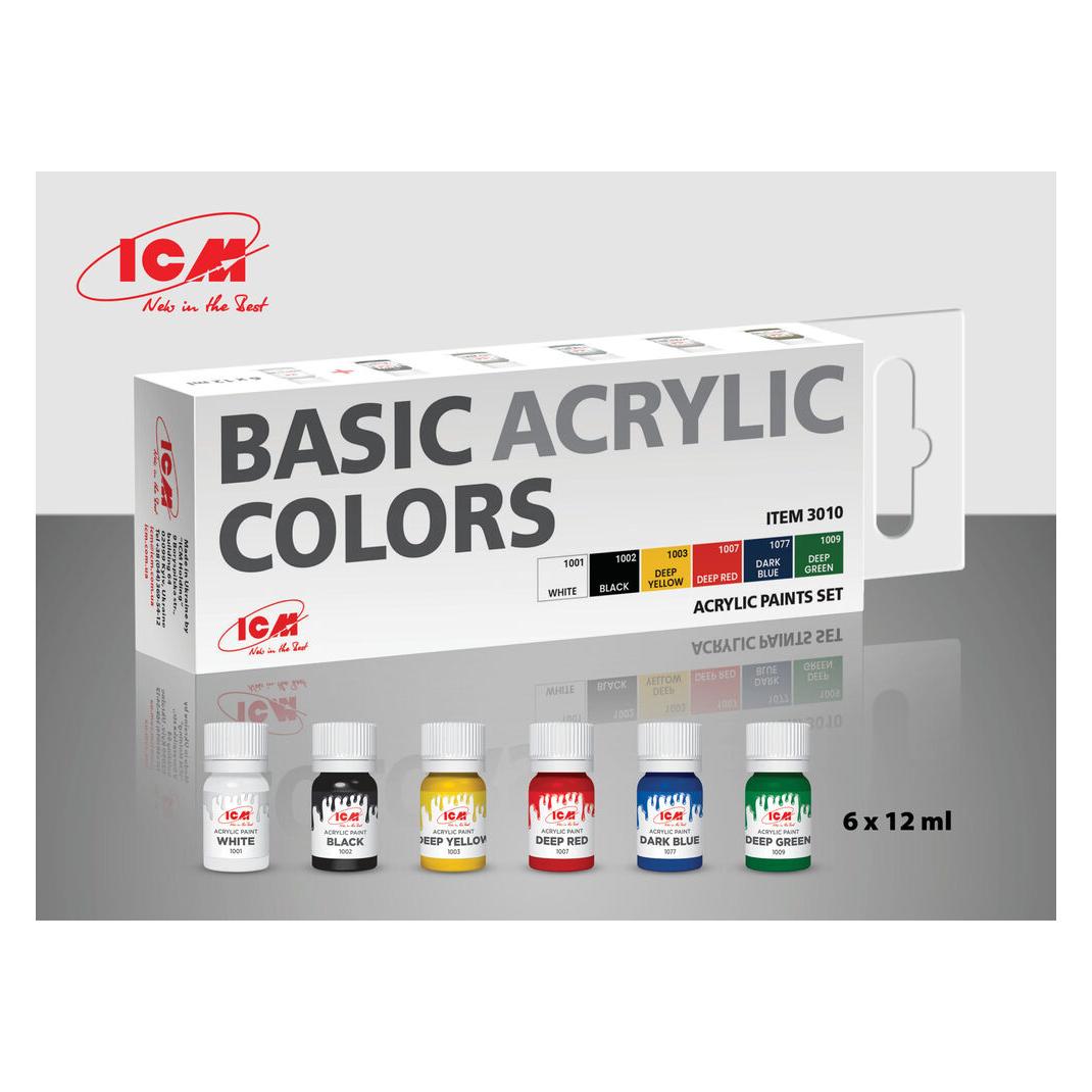 ICM Acrylic paint set Basic acrylic colors 6 12 ml (12 ml) (3010)