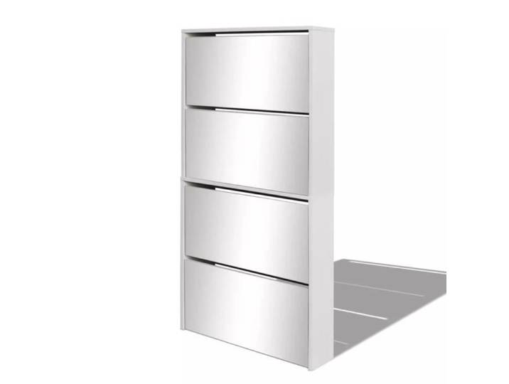 CHIC Étagère à Chaussures Meuble à chaussures 4 étagères et miroir 63x17x134 cm Blanc 6017