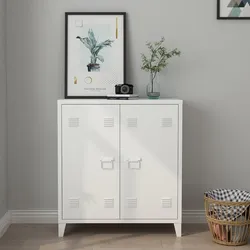 Metallschrank Oripää 90x80x33 cm Weiß [en.casa]