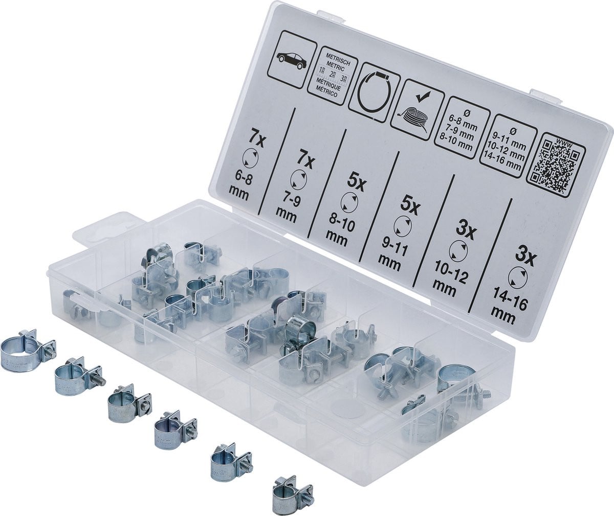 BGS Slangklem assortiment Ø 6 - 16 mm, 30 stuks