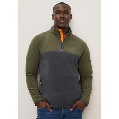 Fleecepullover KANGAROOS, Herren, Gr. S, grau (khaki, anthrazit), Obermaterial: 100% Polyester, eingefasste Kante, Sweatshirts Fleecepullover, mit hochschließendem Kragen, wärmend, auch in größeren Größen