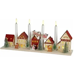 Konstsmide, LED Weihnachtsdeko, 3206-100 LED-Silhouette Dorf Warmweiss LED Natur Timer