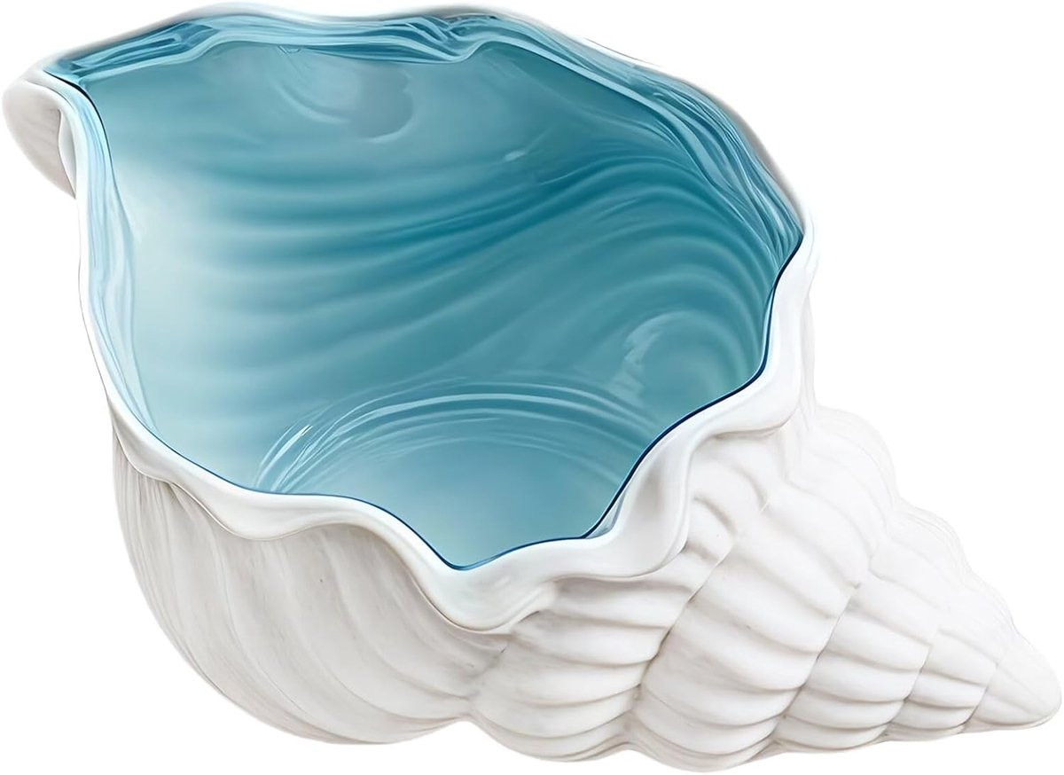 Sieradenschotel Schelp - Keramische Houder voor Sieraden - Zeeblauw - 14 x 14 x 3,5 cm